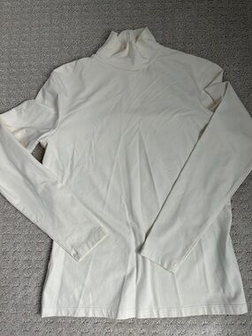 Cream Long Sleeve mock Turtleneck Top